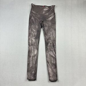 SPANX Faux Leather Leggings Womens Medium Black Ankle Skinny Pants City Sleek*
